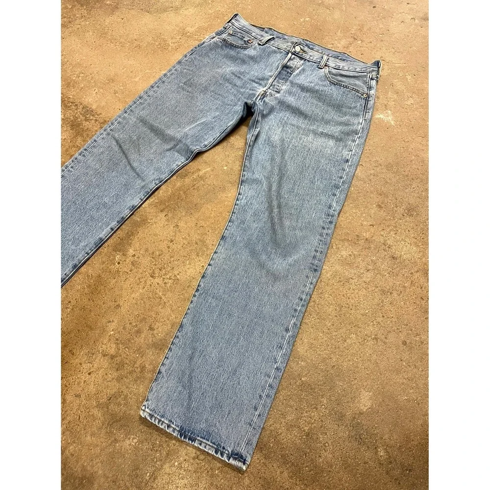 Levi's 501 Straight Jeans Men 38x32 Blue‎ Denim Stonewash Cotton Original Fit